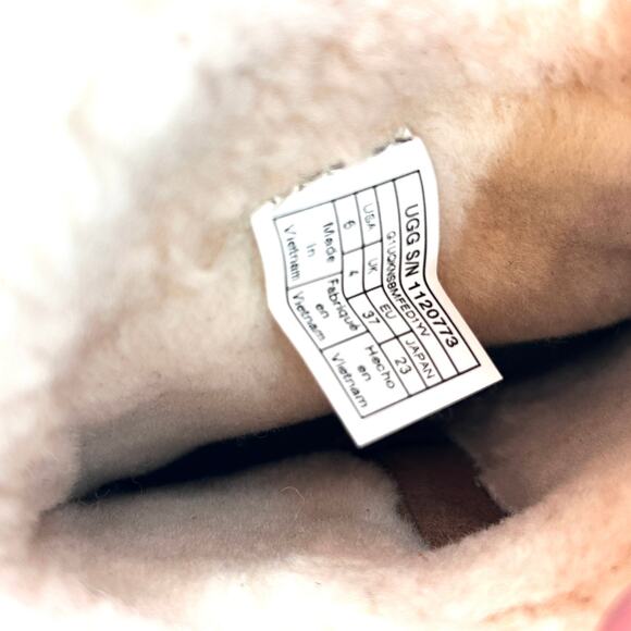 Ugg Harrison Suede Cuff Boots 6 Chestnut Tan NWOT Shearling Waterproof Moto - Picture 7 of 8